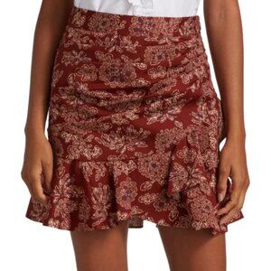 Veronica Beard 'Lyndsay' Floral-Print Stretch-Cotton Mini-Skirt, Rust Multi